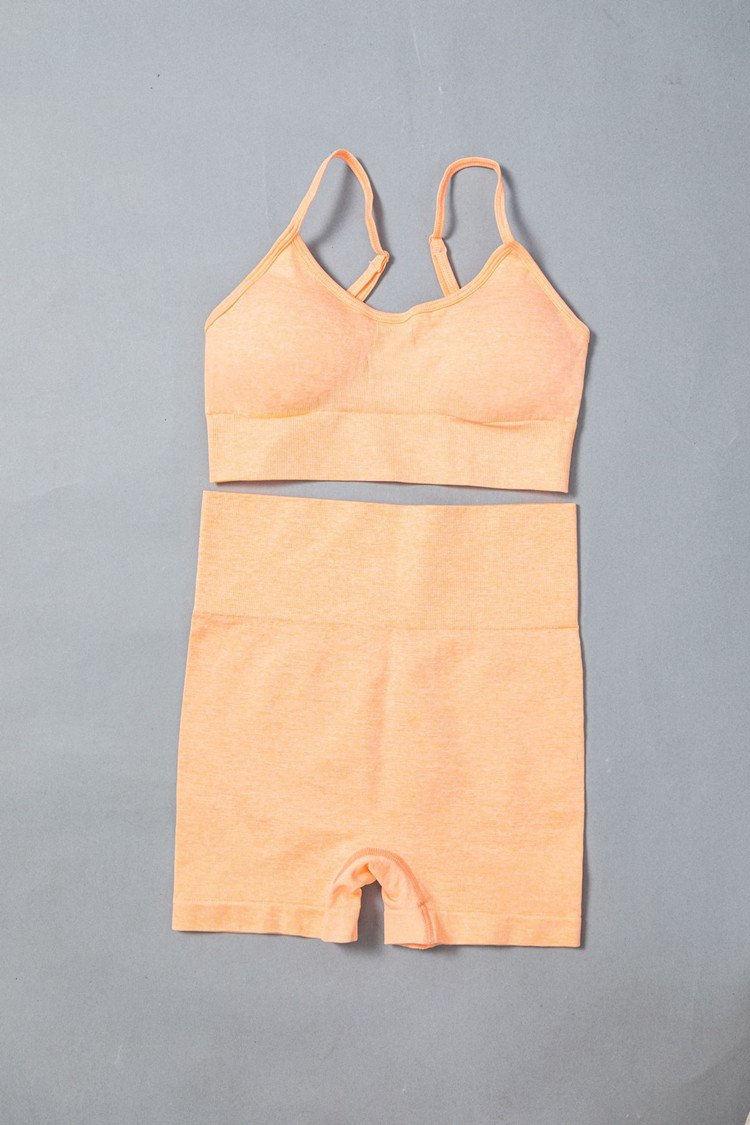 Women Sexy Seamless Shorts Sports Bra Fitness Suit Gathering Gym Bra Quick-drying Breathable Sports Shorts Women's Short Set