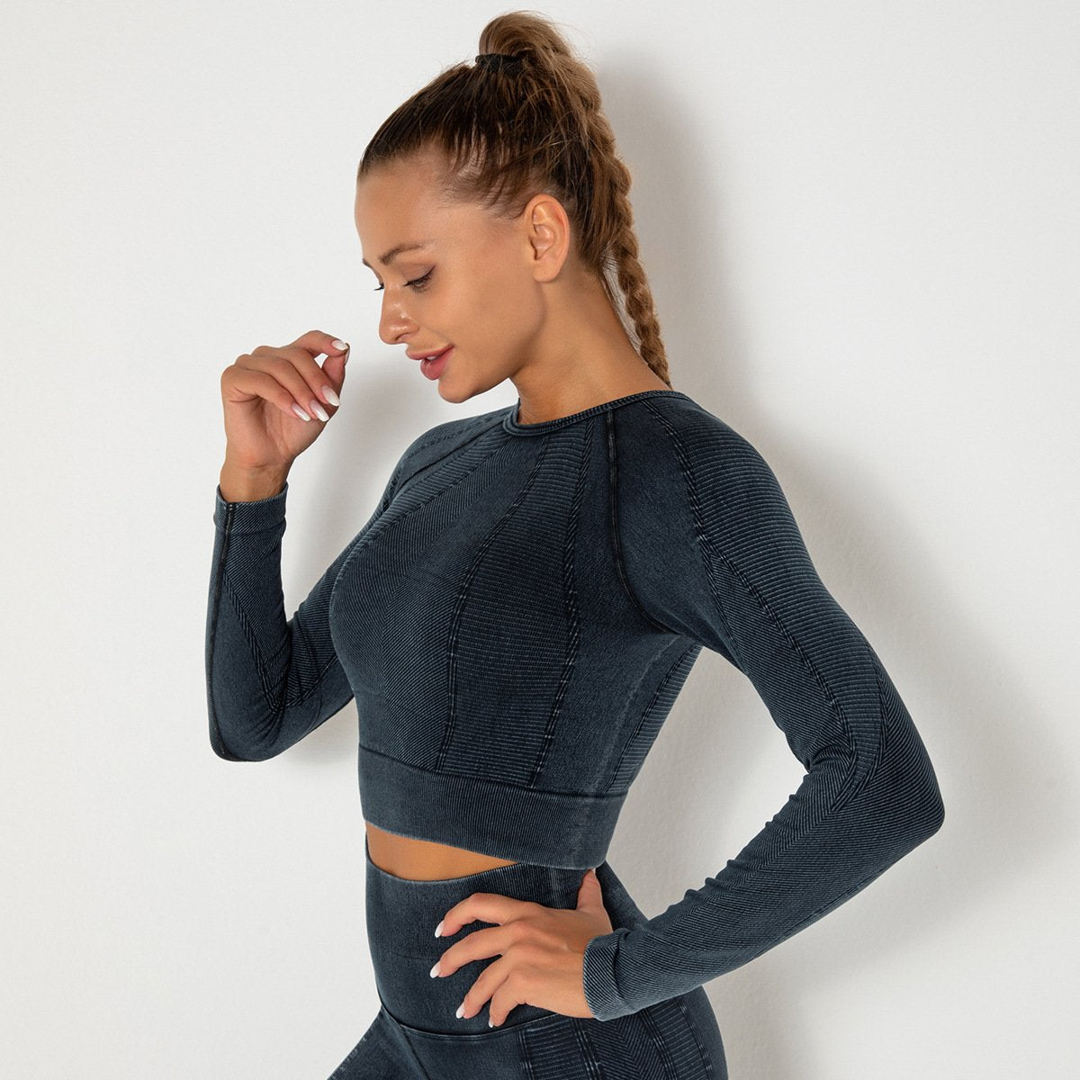 Women Gym T-shirt Seamless Quick Dry Tracksuit Long Sleeve Crop Tops Shirt Fitness Sports Tight Push Gym Workout Shirts And Vest