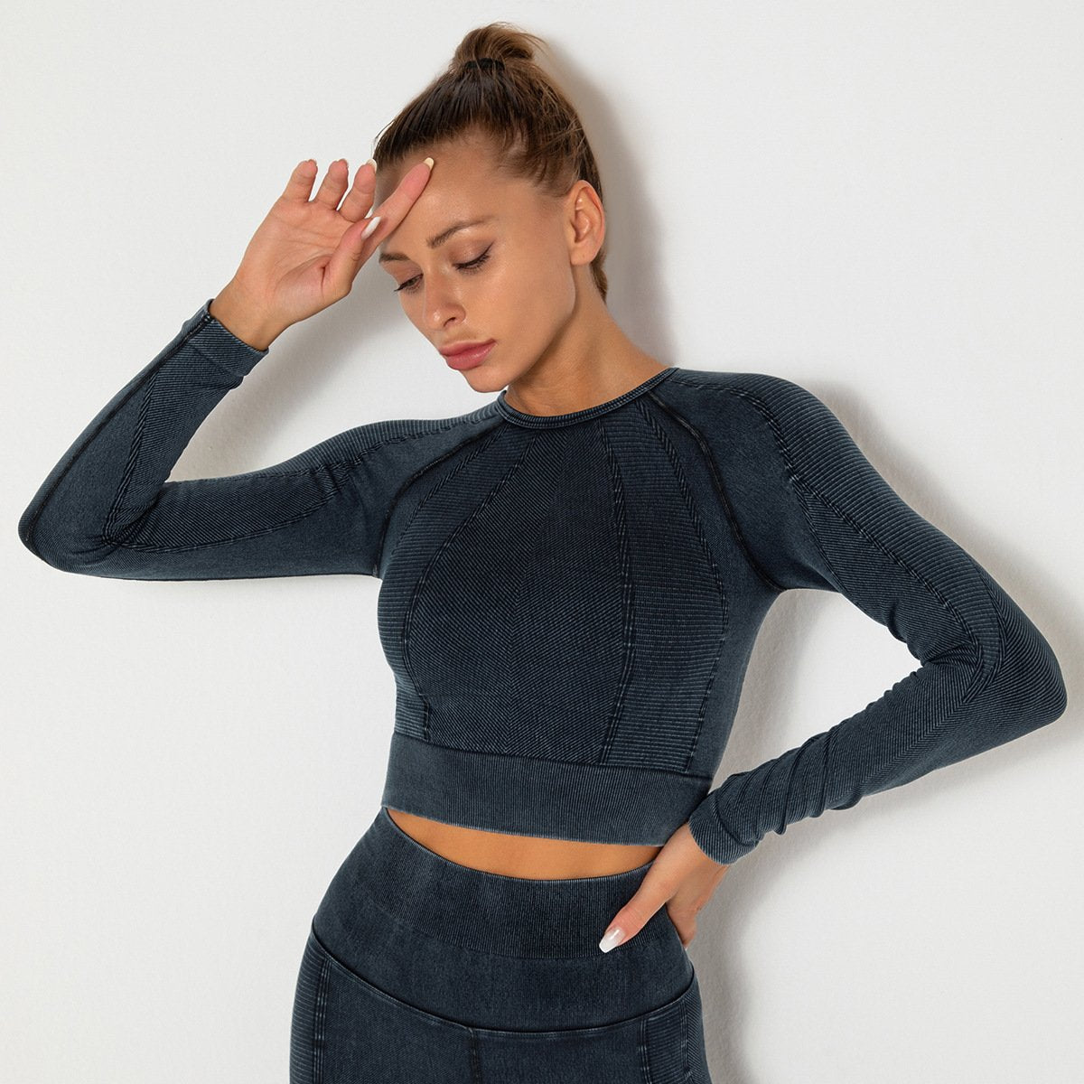 Women Gym T-shirt Seamless Quick Dry Tracksuit Long Sleeve Crop Tops Shirt Fitness Sports Tight Push Gym Workout Shirts And Vest