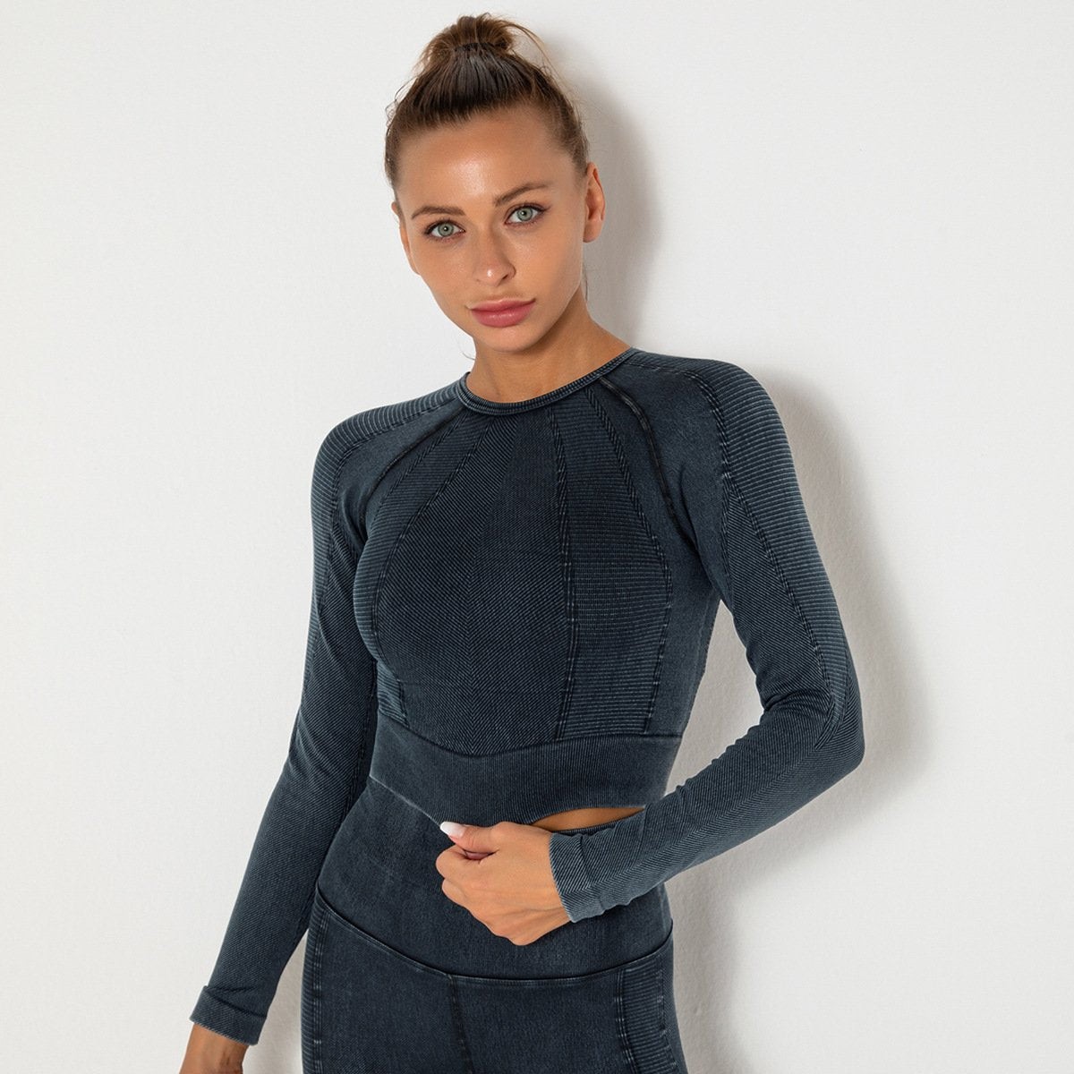 Women Gym T-shirt Seamless Quick Dry Tracksuit Long Sleeve Crop Tops Shirt Fitness Sports Tight Push Gym Workout Shirts And Vest