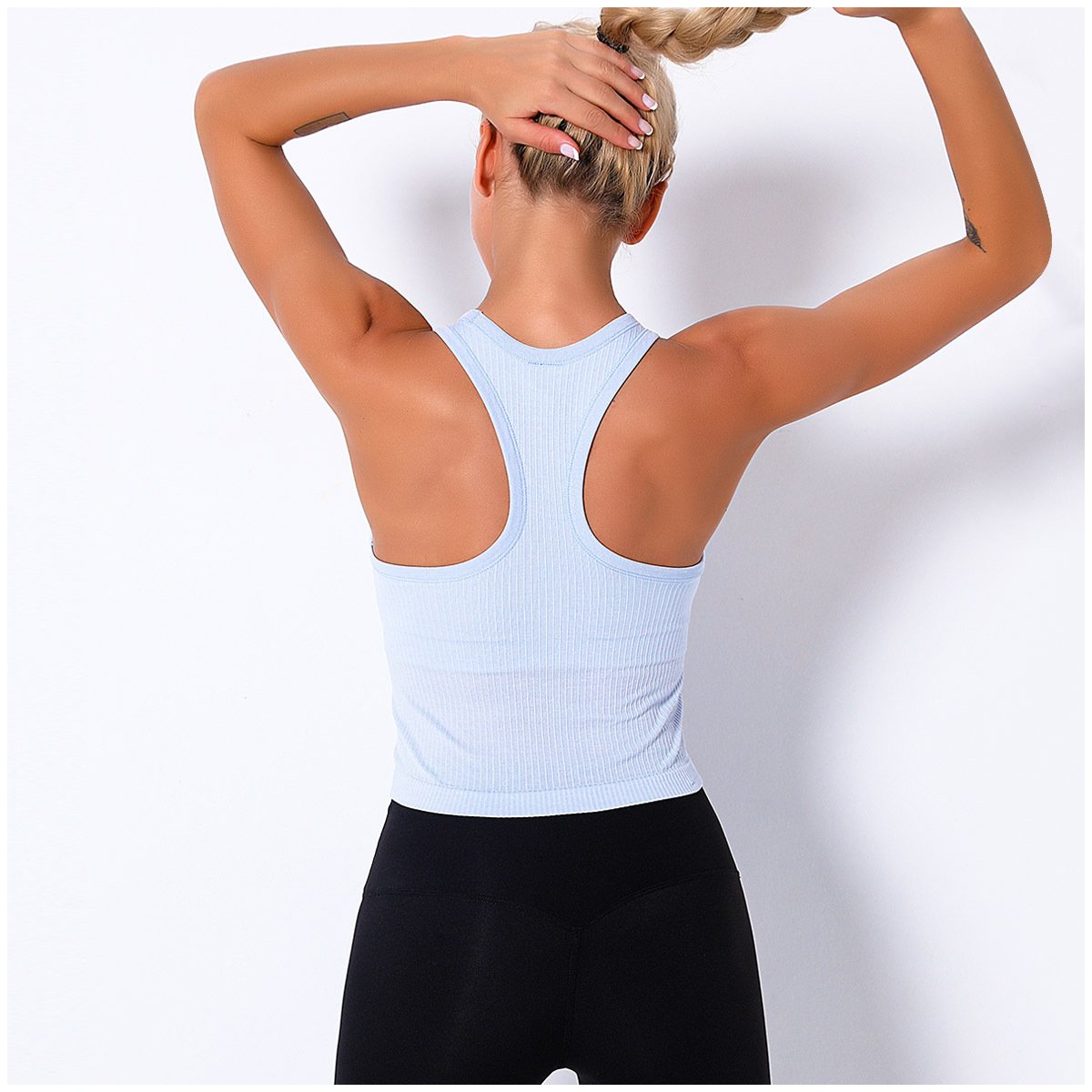 High-Quality RIBBED Workout Fitness Gym Crop Top Vest Women Push Up Padded Fitness Training Sports Bras Top Ultra Thin Skin Garm
