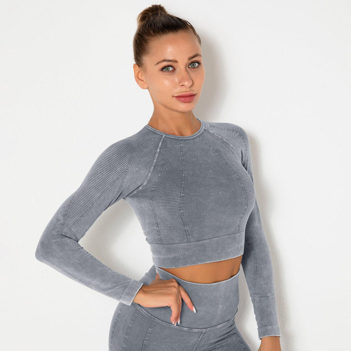 Women Gym T-shirt Seamless Quick Dry Tracksuit Long Sleeve Crop Tops Shirt Fitness Sports Tight Push Gym Workout Shirts And Vest