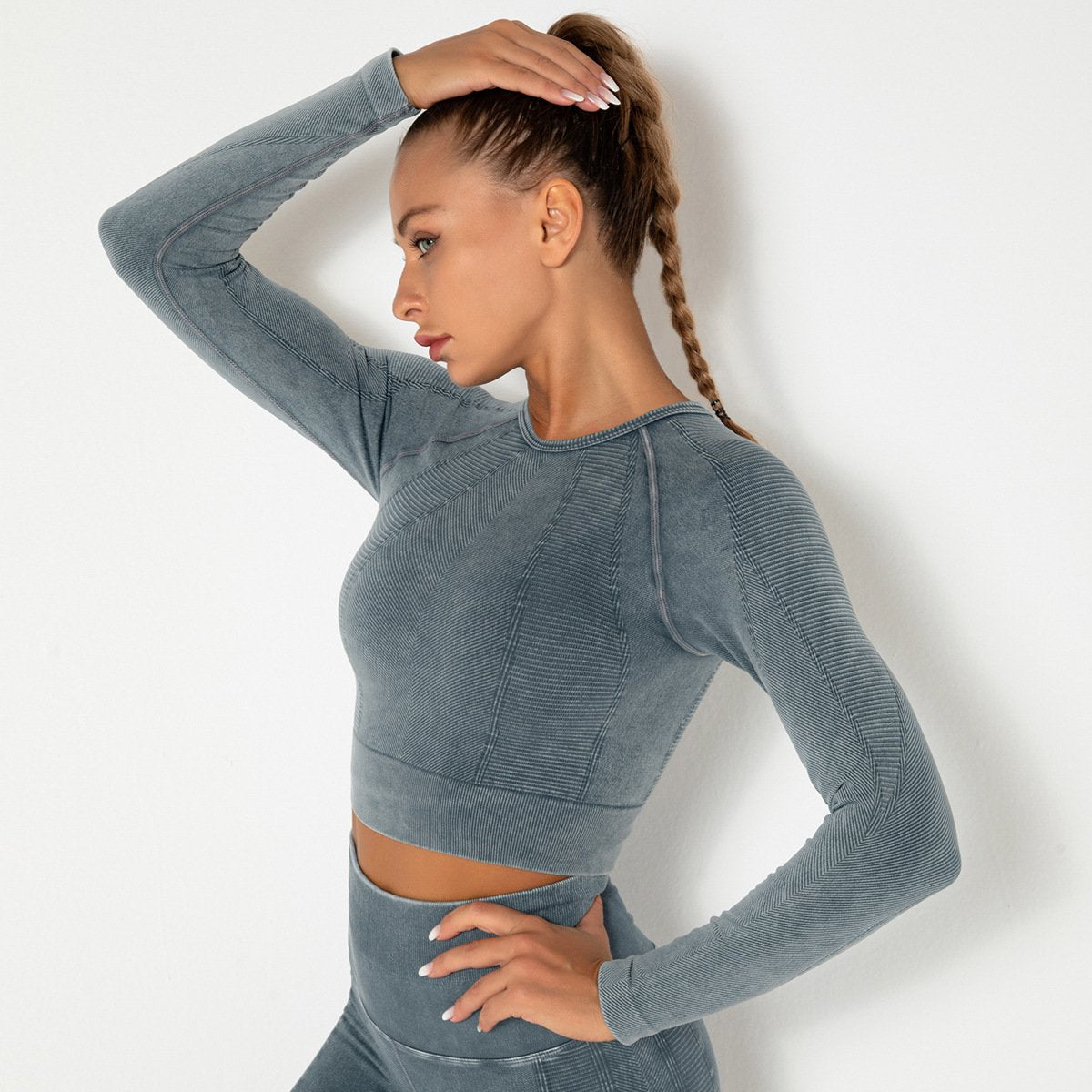 Women Gym T-shirt Seamless Quick Dry Tracksuit Long Sleeve Crop Tops Shirt Fitness Sports Tight Push Gym Workout Shirts And Vest