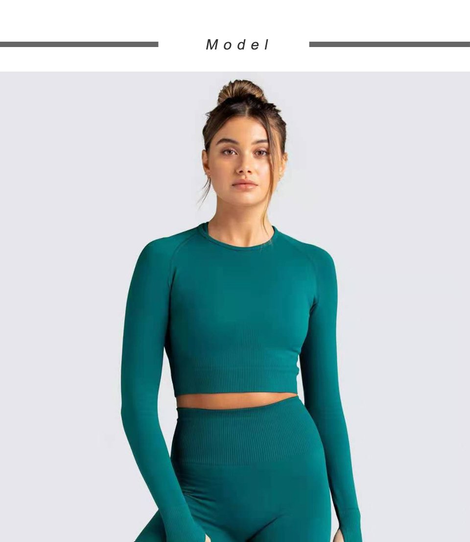Two Piece Suit For Gym Fitness Long Sleeve Crop Top Leggings Sport Tracksuit Women Gym Clothing Ensemble Jogging Femme