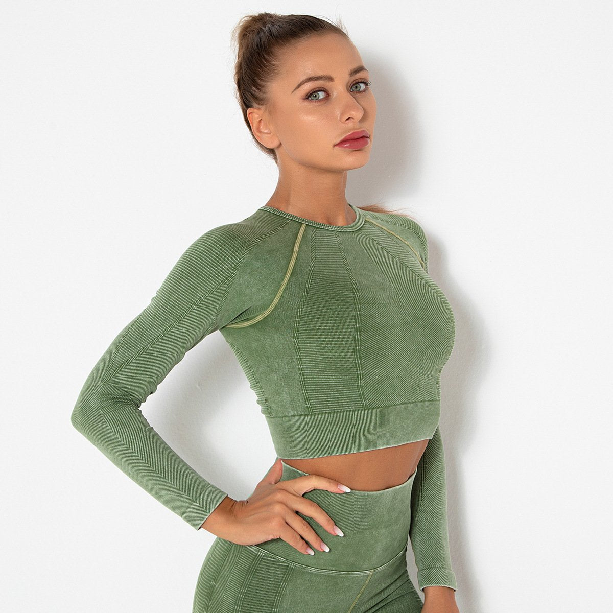 Women Gym T-shirt Seamless Quick Dry Tracksuit Long Sleeve Crop Tops Shirt Fitness Sports Tight Push Gym Workout Shirts And Vest