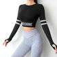 Seamless Long Sleeves Women&#39;s Round Neck Skinny Shirt Gym Workout Running Crop Shirts Female Thumb Breathable Sport T-Shirts