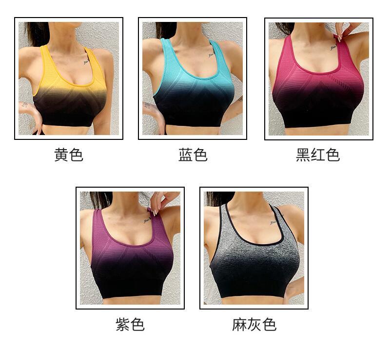 Women Push Up Sports Crop Top Female Fitness Gym Bra Dip Dye Breathable Top Sexy Running Vest Athletic Sportswear Sports Tops