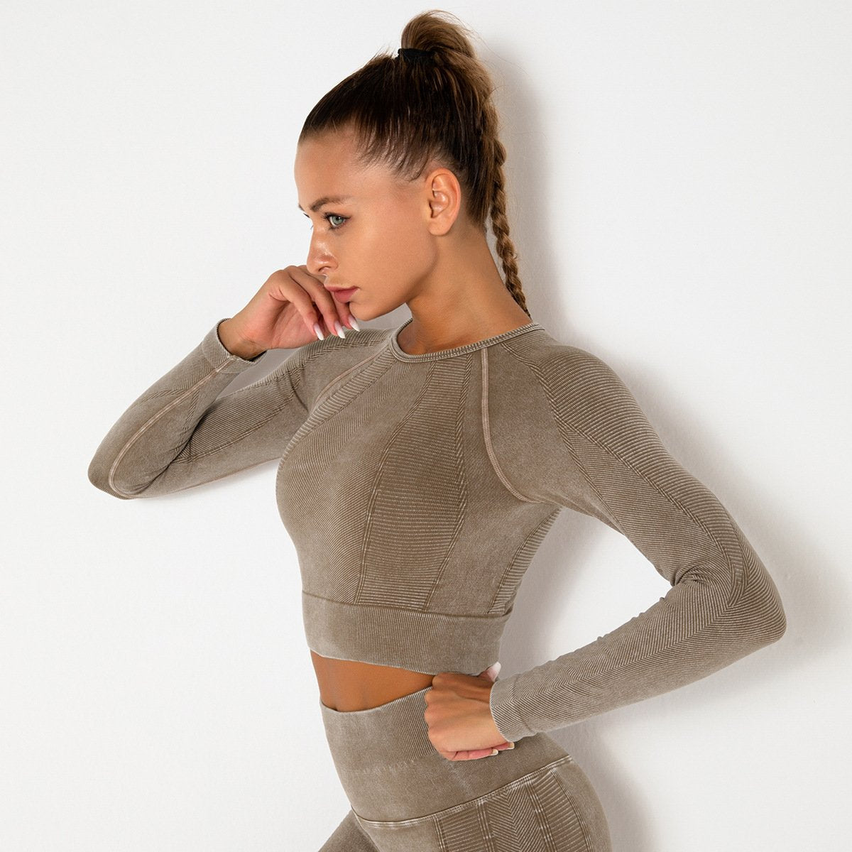 Women Gym T-shirt Seamless Quick Dry Tracksuit Long Sleeve Crop Tops Shirt Fitness Sports Tight Push Gym Workout Shirts And Vest
