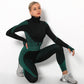 Autumn Winter Jacket Sets Women Seamless Gym Tracksuit 2Pcs Sportswear Zipper Long Sleeve Crop Coat High Waist Leggings Set