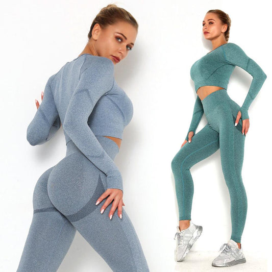 Winter Fitness Set Sports Suit Women Workout Sports Outfit Fitness Set Wear High Waist Gym Seamless Workout Clothes For Women