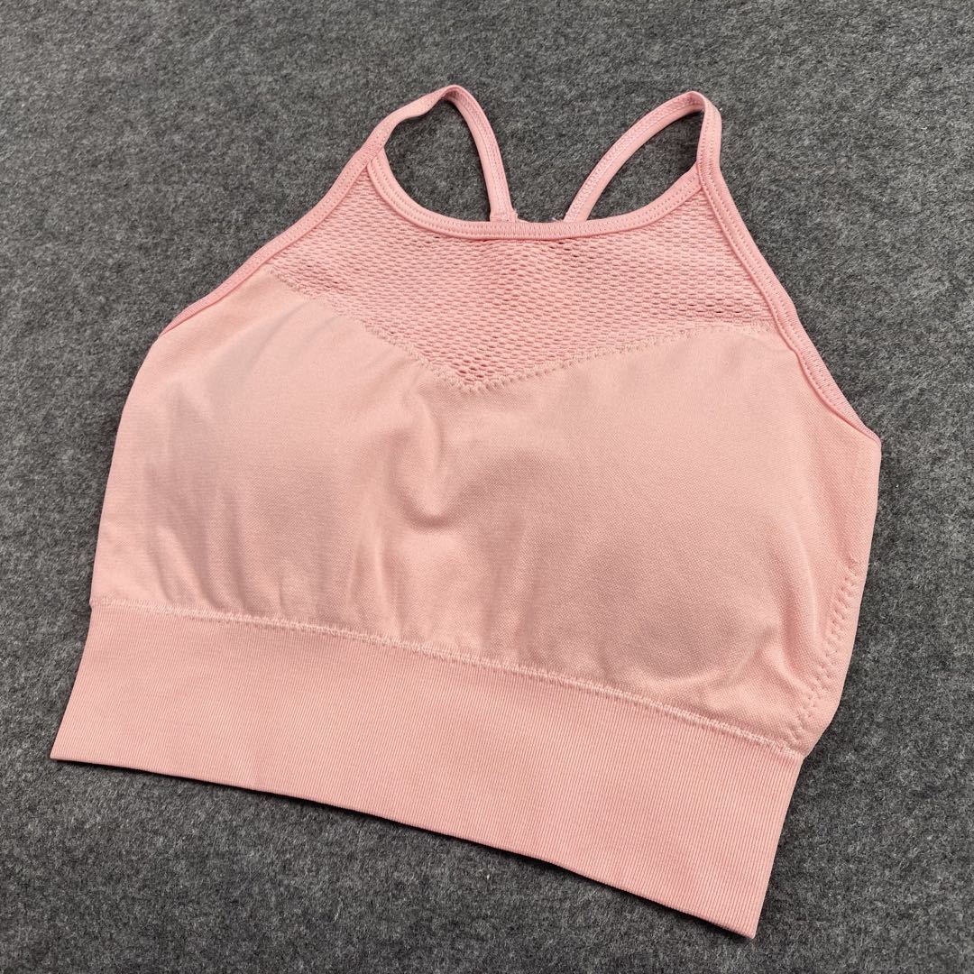 Pink Women Two Pcs Seamless Gym Set Hollow Out Sports Bra High Waist Leggings 2Pcs Suit Newest Styles Women Workout Cloth