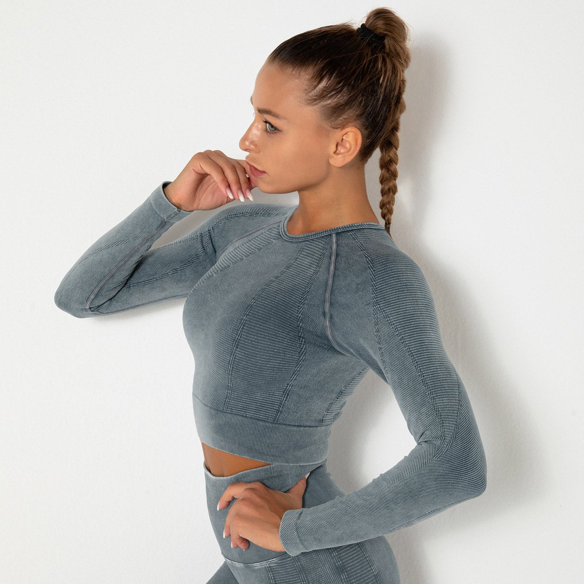 Women Gym T-shirt Seamless Quick Dry Tracksuit Long Sleeve Crop Tops Shirt Fitness Sports Tight Push Gym Workout Shirts And Vest