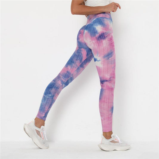 Newst Style Women High Waist Gyms Leggings Push Up Hip Fitness Pants Color Tie-dye Fashion Sport Leggings Anti Cellulite Legging