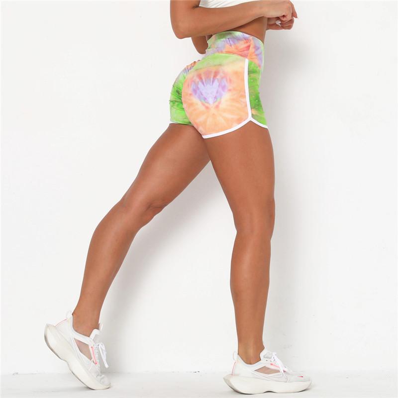 Running Shorts Stretch Gradient Sports Women Tie-Dye Gym Sports Short Pants Fitness Leggings Women Training High Waist Shorts