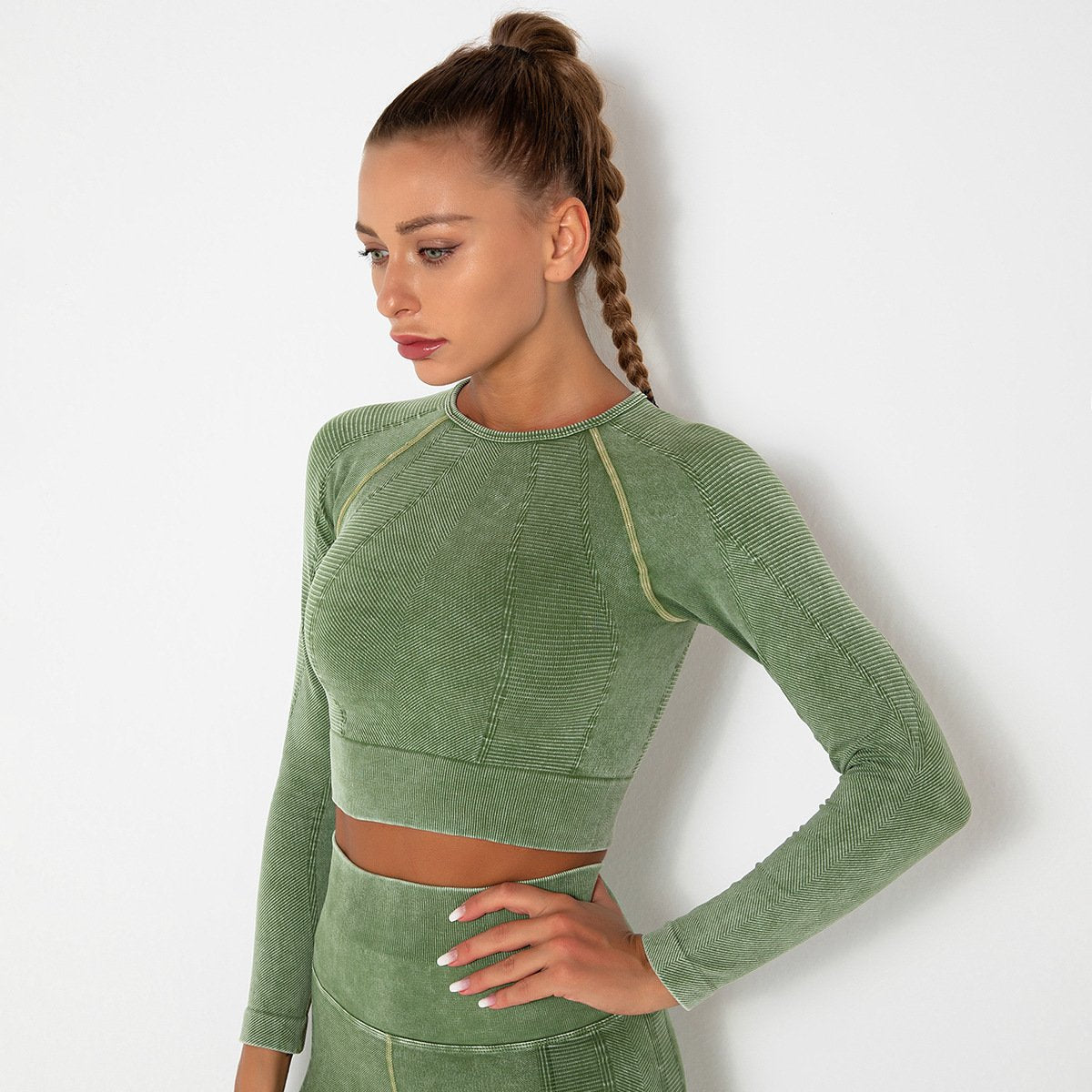 Women Gym T-shirt Seamless Quick Dry Tracksuit Long Sleeve Crop Tops Shirt Fitness Sports Tight Push Gym Workout Shirts And Vest