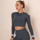 Women Gym Jacket Autumn Running Long Sleeve Crop Tops Clothes Seamless Gym Fitness Push Up Shirts Sportswear For Women