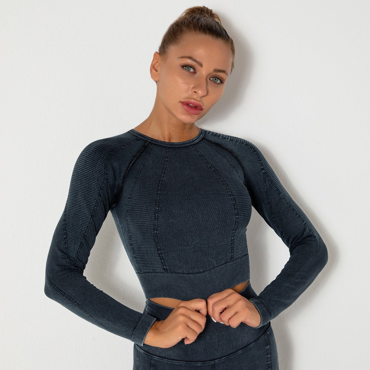 Women Gym T-shirt Seamless Quick Dry Tracksuit Long Sleeve Crop Tops Shirt Fitness Sports Tight Push Gym Workout Shirts And Vest