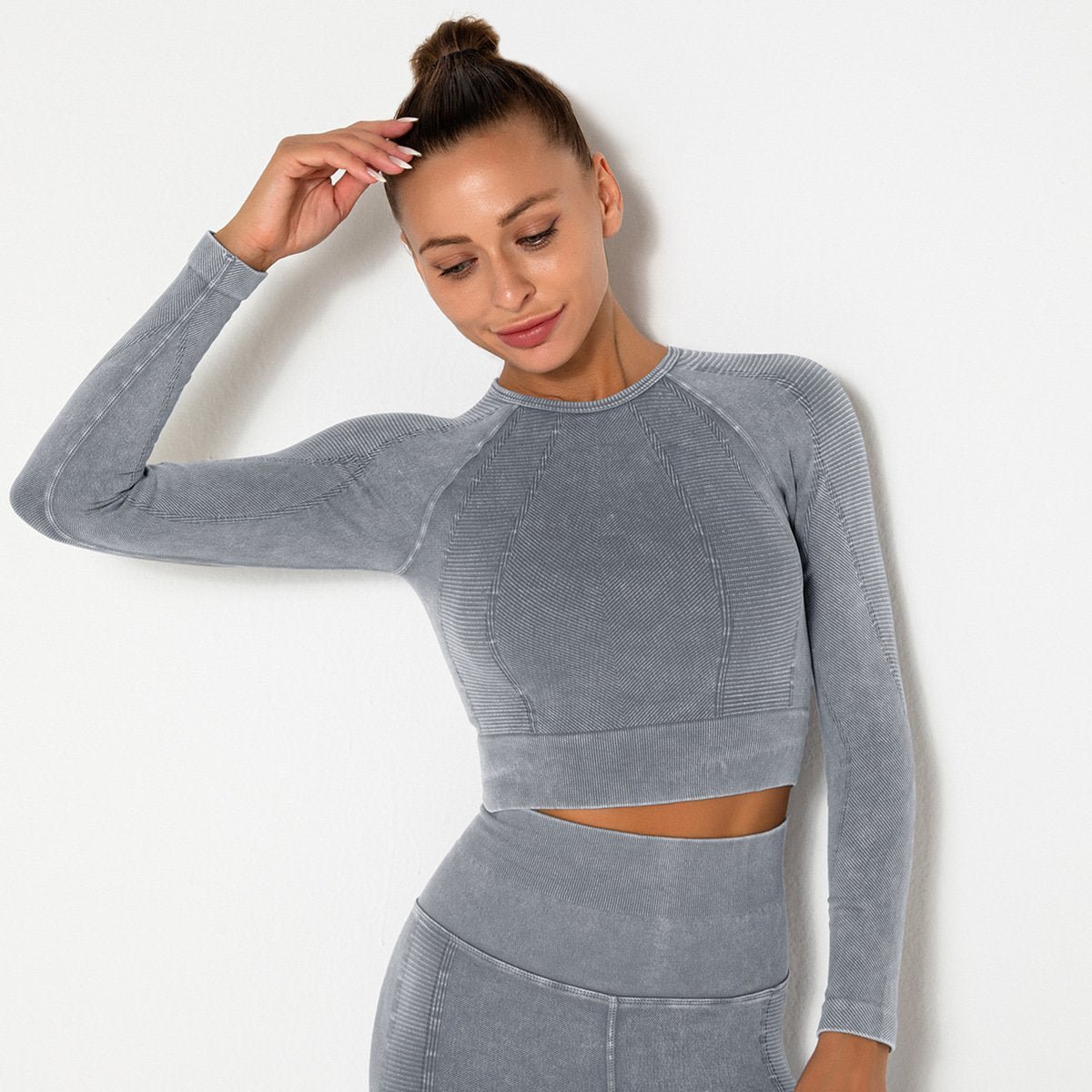 Women Gym T-shirt Seamless Quick Dry Tracksuit Long Sleeve Crop Tops Shirt Fitness Sports Tight Push Gym Workout Shirts And Vest
