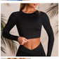Backless Long Sleeve Women Gym Sports Crop Shirts Workout Fitness Running Sport T-Shirts Training Sportswear Shirts Quick-drying