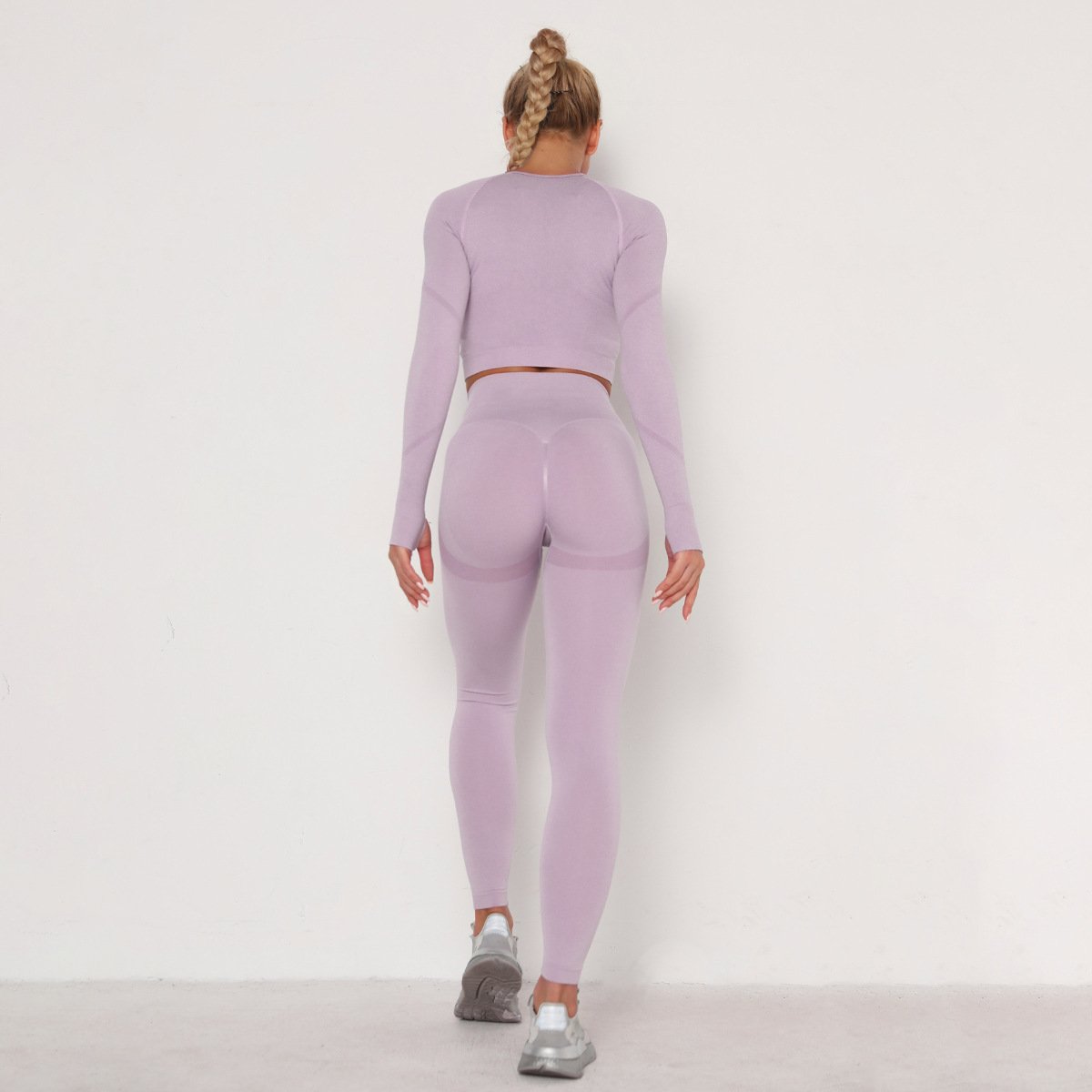 Women Seamless Gym set Fitness Sports Suits GYM Cloth Long Sleeve Shirts High Waist Running Sexy Booty Leggings Workout Pants