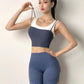Sports Underwear Women's Fake 2 In 1 Wide Shoulder Straps Gather Shockproof Bra Fitness Clothes Quick-Drying Vest Running Tops