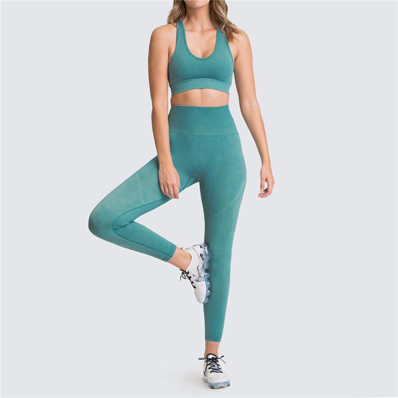 Two Piece Suit For Gym Fitness Long Sleeve Crop Top Leggings Sport Tracksuit Women Gym Clothing Ensemble Jogging Femme