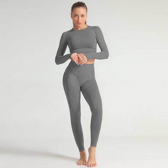 Women Long Sleeve Gym Set Fitness Sports Suits GYM Clothes High Waist Leggings Seamless Workout Sportswear Body Suit Outfits