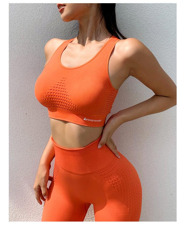 Women Shockproof Sports Bra Seamless Sports Running Fitness Brassiere Crop Tops Activewear Push Up Workout Women Underwear Gym