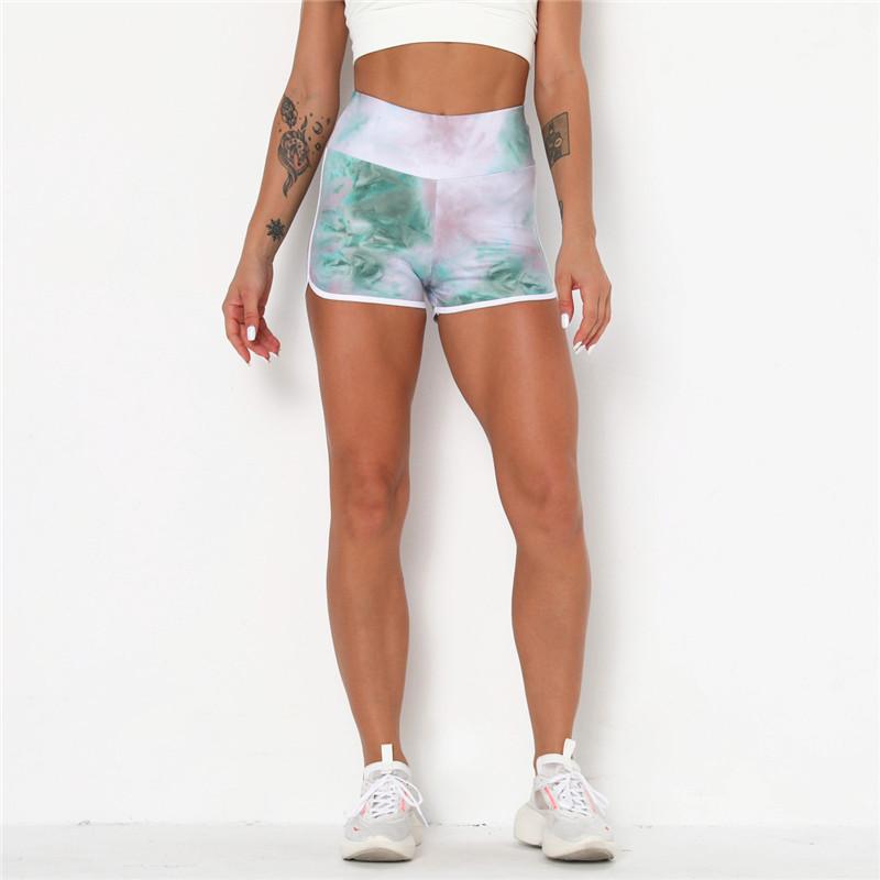 Running Shorts Stretch Gradient Sports Women Tie-Dye Gym Sports Short Pants Fitness Leggings Women Training High Waist Shorts