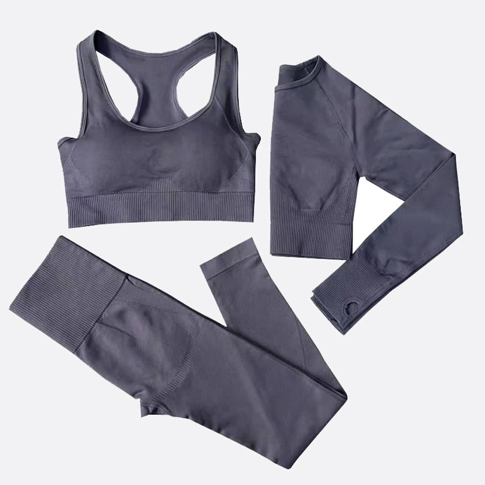 Two Piece Suit For Gym Fitness Long Sleeve Crop Top Leggings Sport Tracksuit Women Gym Clothing Ensemble Jogging Femme