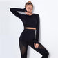 Women Sport Suit 2 Piece Fitness Tracksuit Set Gym Workout Clothes Long Sleeve Crop Top   High Waist Running Legging Fitness Set