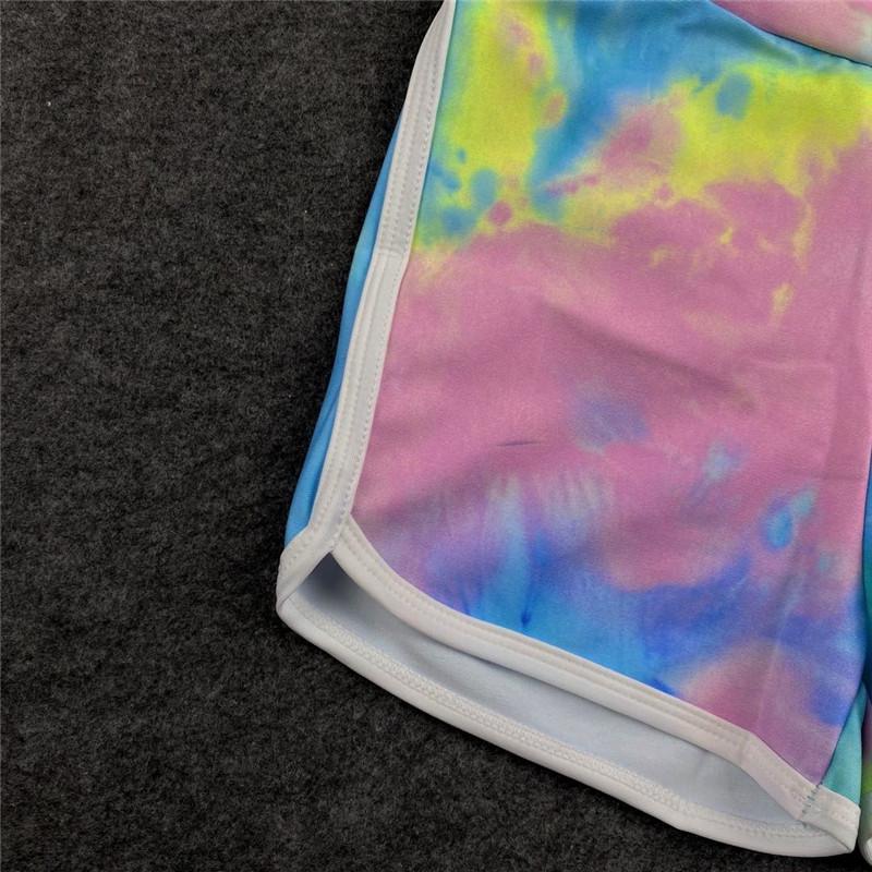 Running Shorts Stretch Gradient Sports Women Tie-Dye Gym Sports Short Pants Fitness Leggings Women Training High Waist Shorts