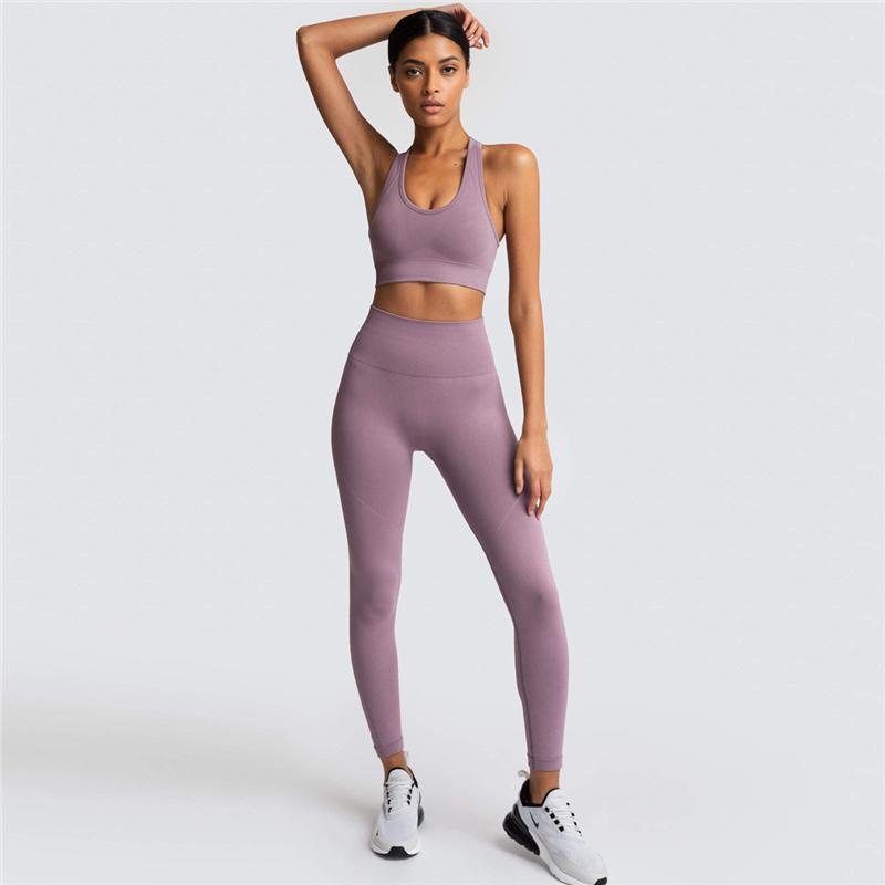 Two Piece Suit For Gym Fitness Long Sleeve Crop Top Leggings Sport Tracksuit Women Gym Clothing Ensemble Jogging Femme