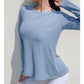 Spring Loose Round Neck Long-Sleeve Sports Shirt Women&#39;s Sweat-Absorbent Quick-Drying Knitted Running Fitness Top Casual t-Shirt