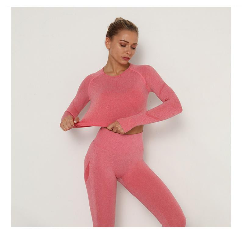 Winter Fitness Set Sports Suit Women Workout Sports Outfit Fitness Set Wear High Waist Gym Seamless Workout Clothes For Women