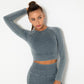 Women Gym T-shirt Seamless Quick Dry Tracksuit Long Sleeve Crop Tops Shirt Fitness Sports Tight Push Gym Workout Shirts And Vest