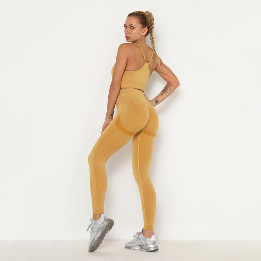 Women Seamless Gym set Fitness Sports Suits GYM Cloth Long Sleeve Shirts High Waist Running Sexy Booty Leggings Workout Pants