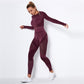 Women Sport Suit 2 Piece Fitness Tracksuit Set Gym Workout Clothes Long Sleeve Crop Top   High Waist Running Legging Fitness Set