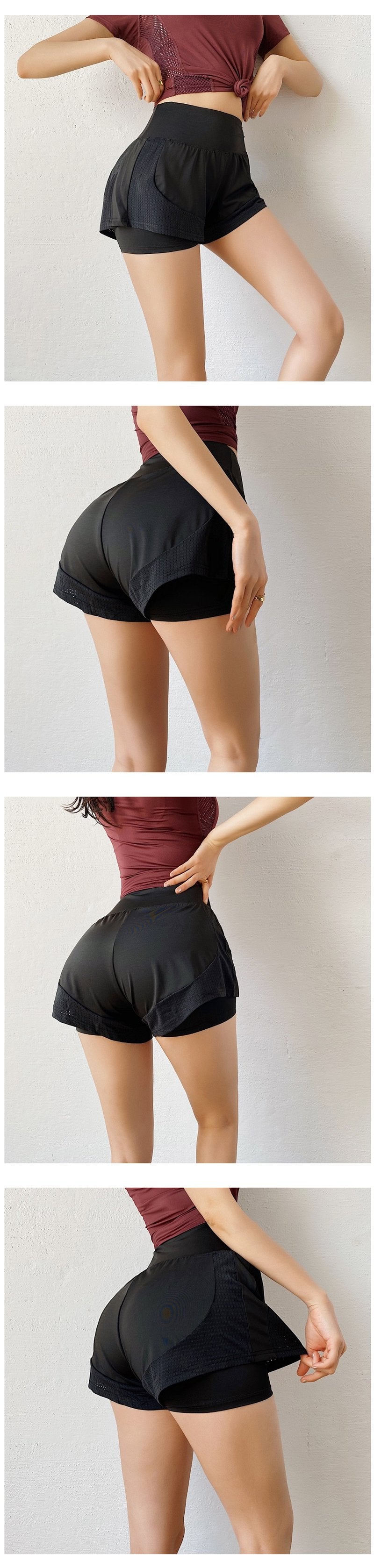 New Sports Shorts Women 2 In 1 Breathable Quick Drying Shorts Gym Workout Clothing High Waist Tummy Control Running Short Jogger