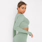 Solid Seamless Gym Shirts for Women Vital Seamless Long Sleeve Crop Top Thumb Hole Fitted Gym Top Shirts Workout Running clothes