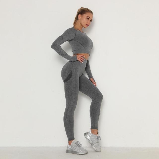 Winter Fitness Set Sports Suit Women Workout Sports Outfit Fitness Set Wear High Waist Gym Seamless Workout Clothes For Women