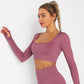 Solid Seamless Gym Shirts for Women Vital Seamless Long Sleeve Crop Top Thumb Hole Fitted Gym Top Shirts Workout Running clothes
