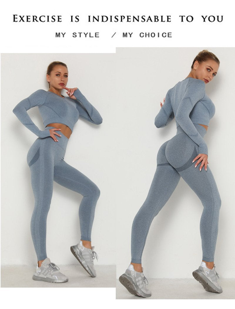 Winter Fitness Set Sports Suit Women Workout Sports Outfit Fitness Set Wear High Waist Gym Seamless Workout Clothes For Women