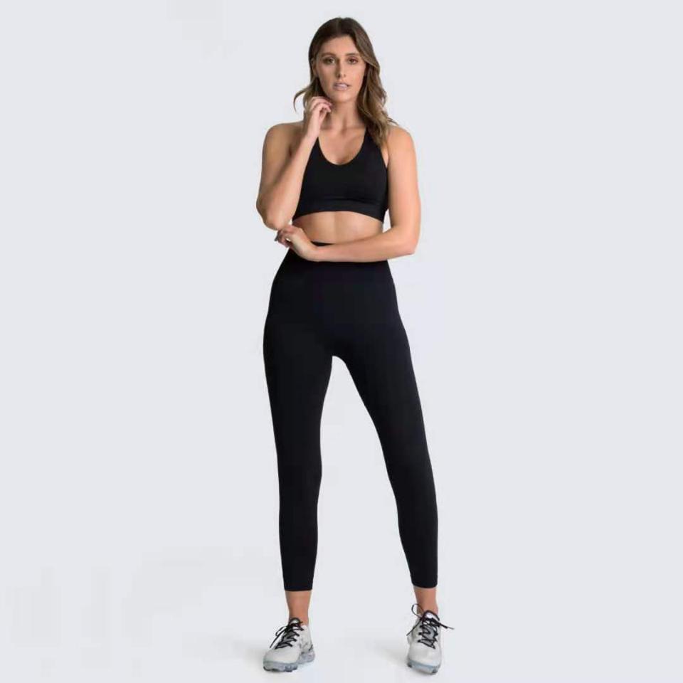 Two Piece Suit For Gym Fitness Long Sleeve Crop Top Leggings Sport Tracksuit Women Gym Clothing Ensemble Jogging Femme