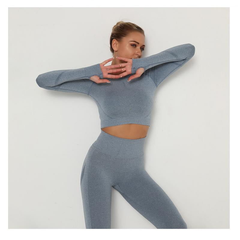 Winter Fitness Set Sports Suit Women Workout Sports Outfit Fitness Set Wear High Waist Gym Seamless Workout Clothes For Women