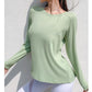 Spring Loose Round Neck Long-Sleeve Sports Shirt Women&#39;s Sweat-Absorbent Quick-Drying Knitted Running Fitness Top Casual t-Shirt