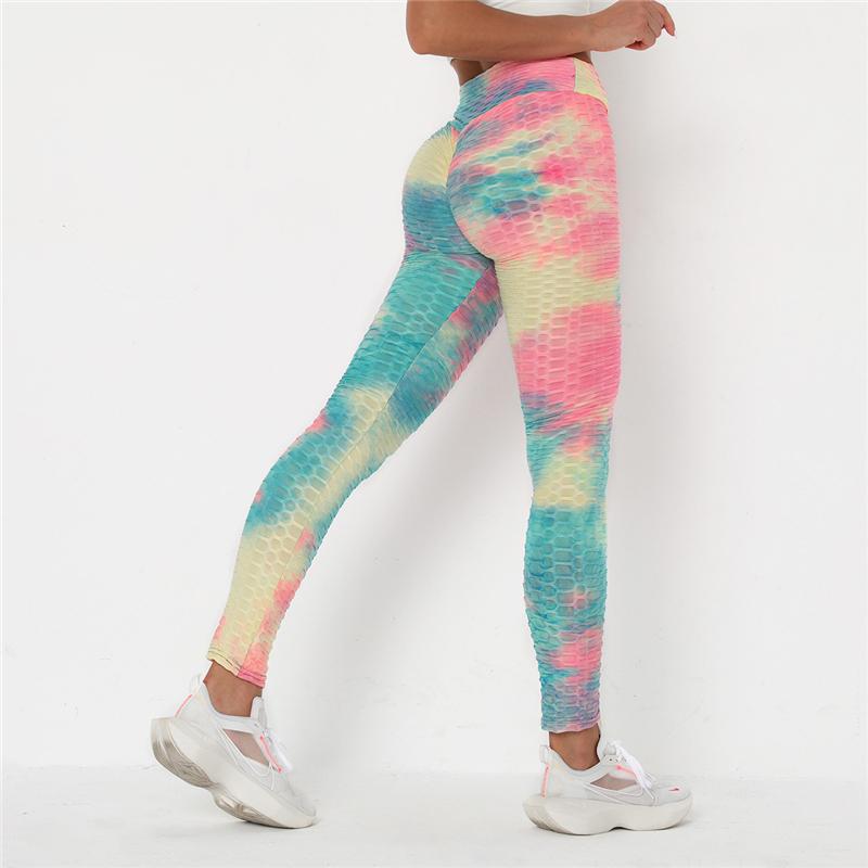 Newst Style Women High Waist Gyms Leggings Push Up Hip Fitness Pants Color Tie-dye Fashion Sport Leggings Anti Cellulite Legging