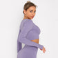 Solid Seamless Gym Shirts for Women Vital Seamless Long Sleeve Crop Top Thumb Hole Fitted Gym Top Shirts Workout Running clothes
