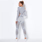 Women Sport Suit 2 Piece Fitness Tracksuit Set Gym Workout Clothes Long Sleeve Crop Top   High Waist Running Legging Fitness Set