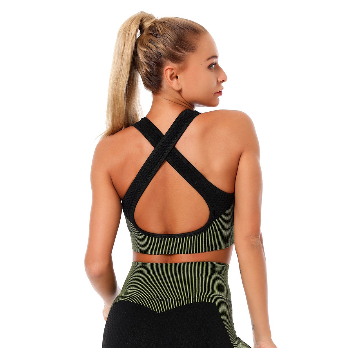 Women Seamless Sports Underwear Vest Cross Back  Straps Woman Outdoor Running Cycling Sports Bra Gym Fitness Vest Top